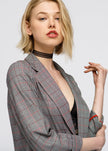 Women's Multi Glen Plaid Blazer In Grey Plaid - My Store