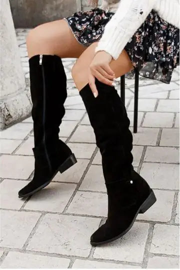 Women's Suede High Boots with Zipper - My Store