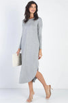 Heather Grey Long Sleeve Midi Dress /1-1-1 - My Store