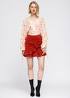 Floral Wrap Front Crop Blouse In Coral Gold - My Store