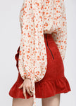 Floral Wrap Front Crop Blouse In Coral Gold - My Store