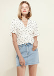 Women's Triangle Print Puff Sleeve Blouse in White triangle - My Store