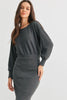 Dark Olive Ribbed Knit Cut-Out Back Long Sleeve Midi Dress /2-2-2 - My Store