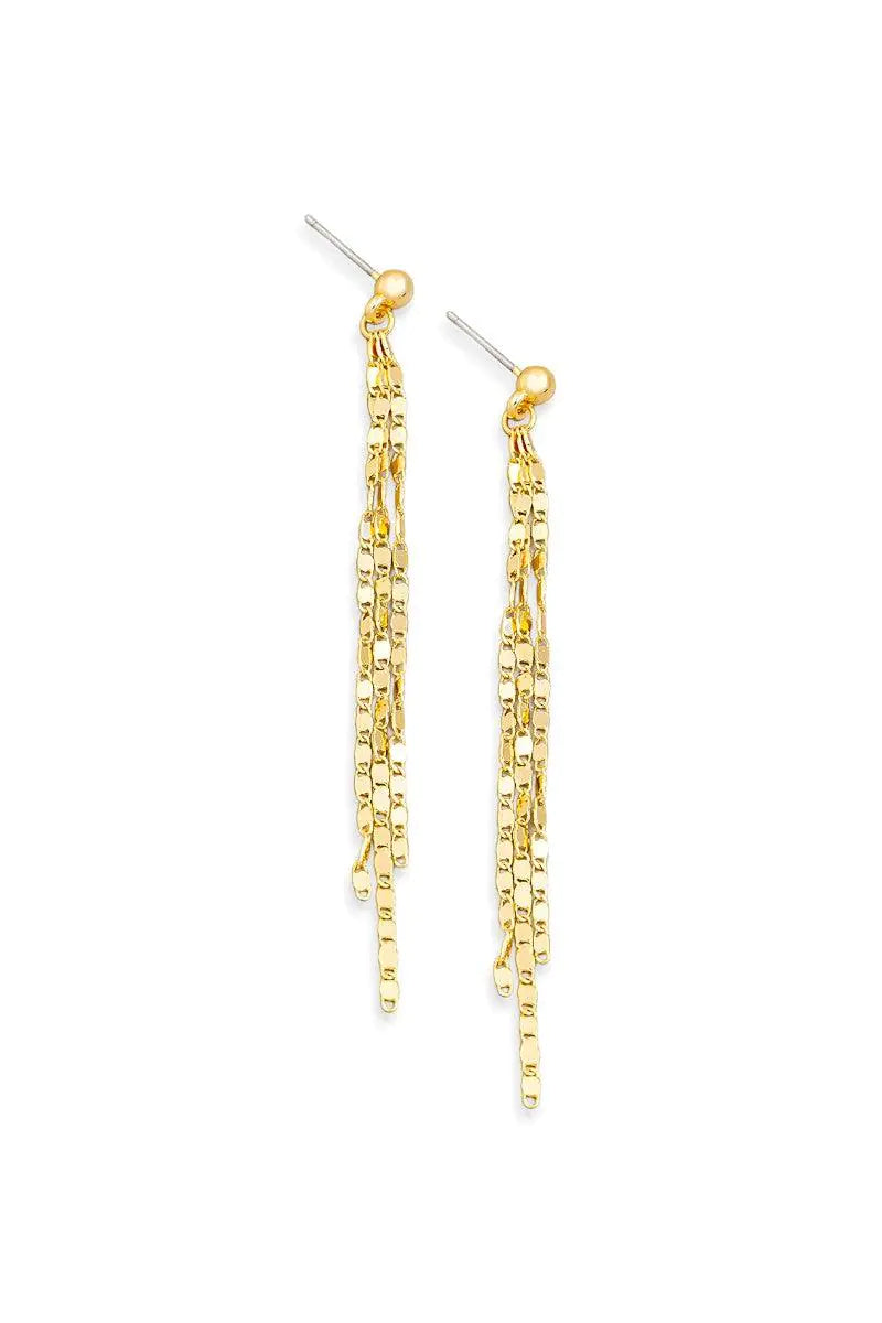 Boho Thin Flat Multi Chain Fringe Earrings - My Store