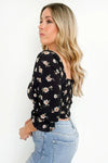 Floral Ruffle Smocked Back Ruched Crop Top - My Store