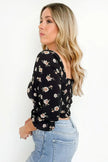 Floral Ruffle Smocked Back Ruched Crop Top - My Store