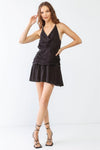 Black Cowl Neck Ruched Strappy Layered Mini Dress /1-2-2-1 - My Store