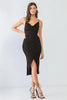 Black Cowl Neck Strappy Wrap Hem Midi Dress - My Store