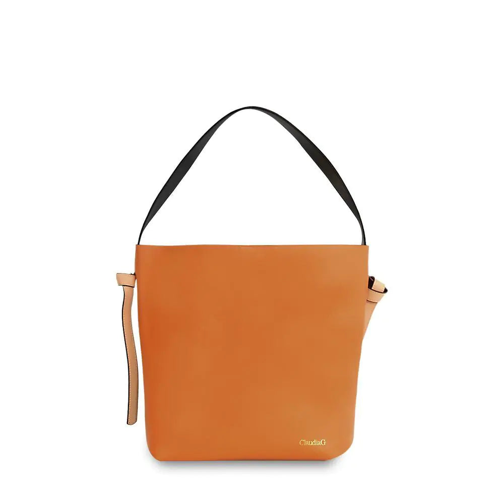 Versa Leather Tote -Orange/Black - My Store