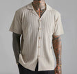 Men's Short-Sleeved Knitted Button-Up Shirt - My Store