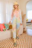 Tie-Dye Flannel Long Sleeve Jogger Pants Jumpsuit