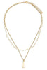 Two Layer gold Flat Teardrop Pendant Wavy Necklace - My Store