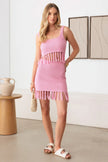 Sleeveless Fringe Sweater Crop Top & Mini Skirt Set - My Store