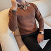 weaters/Male Slim Fit High Quality Leisure Pullover Men's Long-sleeved Sweater - My Store