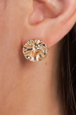 Gold Crushed Circle Stud Earrings - My Store