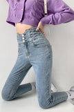 Skinny Pencil Jeans Four Buttons Vintage High Waist Women Slim Stretch - My Store