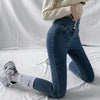 Skinny Pencil Jeans Four Buttons Vintage High Waist Women Slim Stretch - My Store