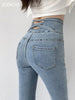 Skinny Pencil Jeans Four Buttons Vintage High Waist Women Slim Stretch - My Store