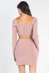 Dusty-Mauve Bust Self-Tie Cut-Out Long Sleeve Mini Dress /3-2-1 - My Store