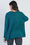 Hunter Green Flannel Ribbed Dolman Sleeve Top - My Store