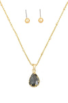 Crystal Teardrop Necklace & Small Ball Earring Set - My Store