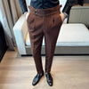 Autumn Winter Pantalones Hombre High Waist Waffle Business Casual Suit Pants for Men - My Store