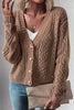 Dark Khaki Open Knit Drop Shoulder Sweater Cardigan - My Store