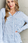 Ninexis Take Your Time Collared Button Down Striped Shirt - My Store