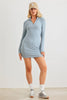 Blue Flannel Zip-Up Mock Neck Mini Dress /3-2-1 - My Store