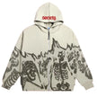 Flame Skeleton Zip Up Hoodie - My Store