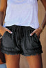 Casual Black Pocketed Frayed Denim Shorts - My Store