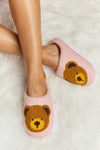 Melody Teddy Bear Print Plush Slide Slippers - My Store