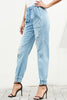 Sky Blue Distress Drawstring Pocketed Ripped Jean Joggers - My Store