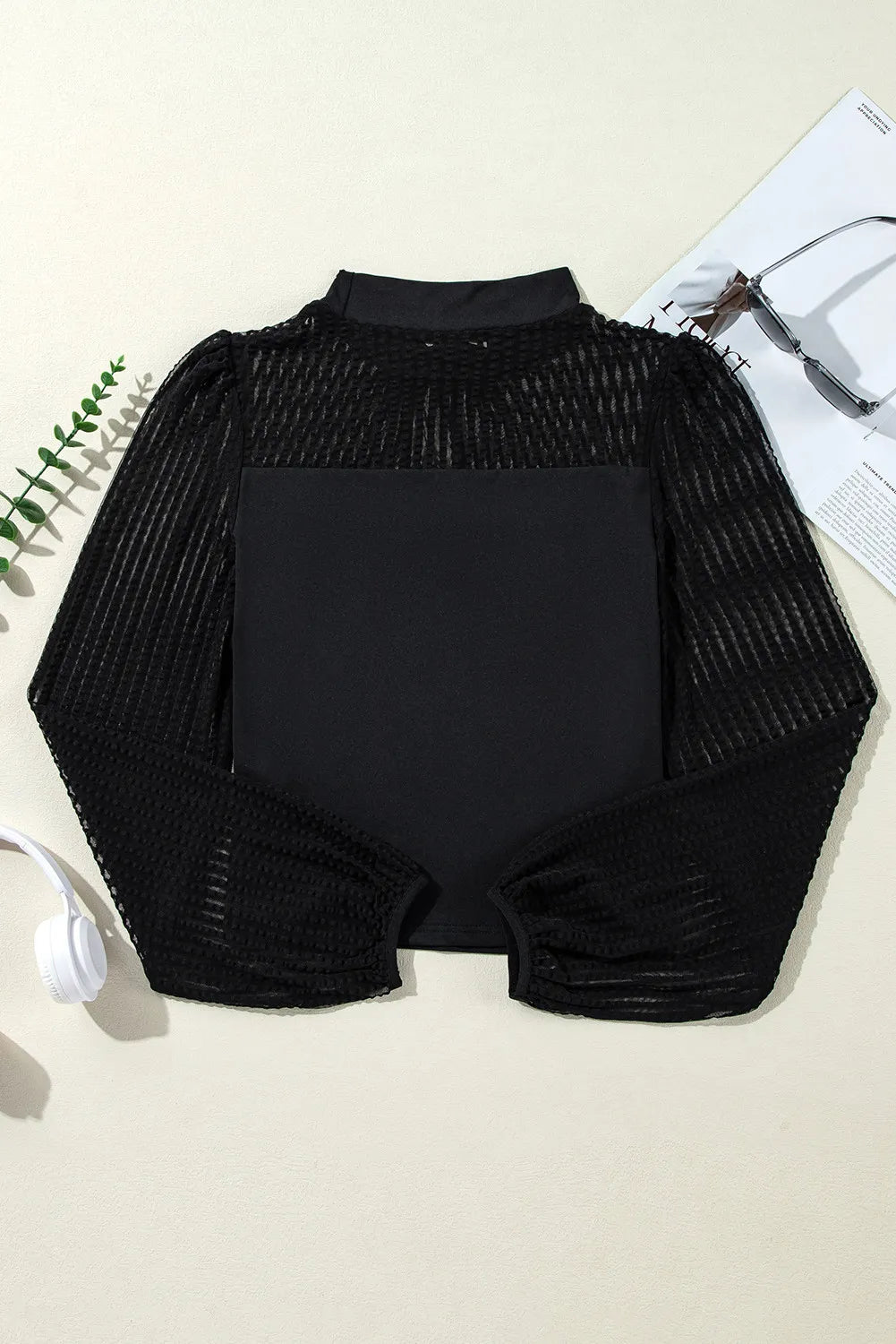 Mock Neck Long Sleeve Blouse - My Store