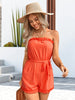 Frill Trim Belted Strapless Romper - My Store