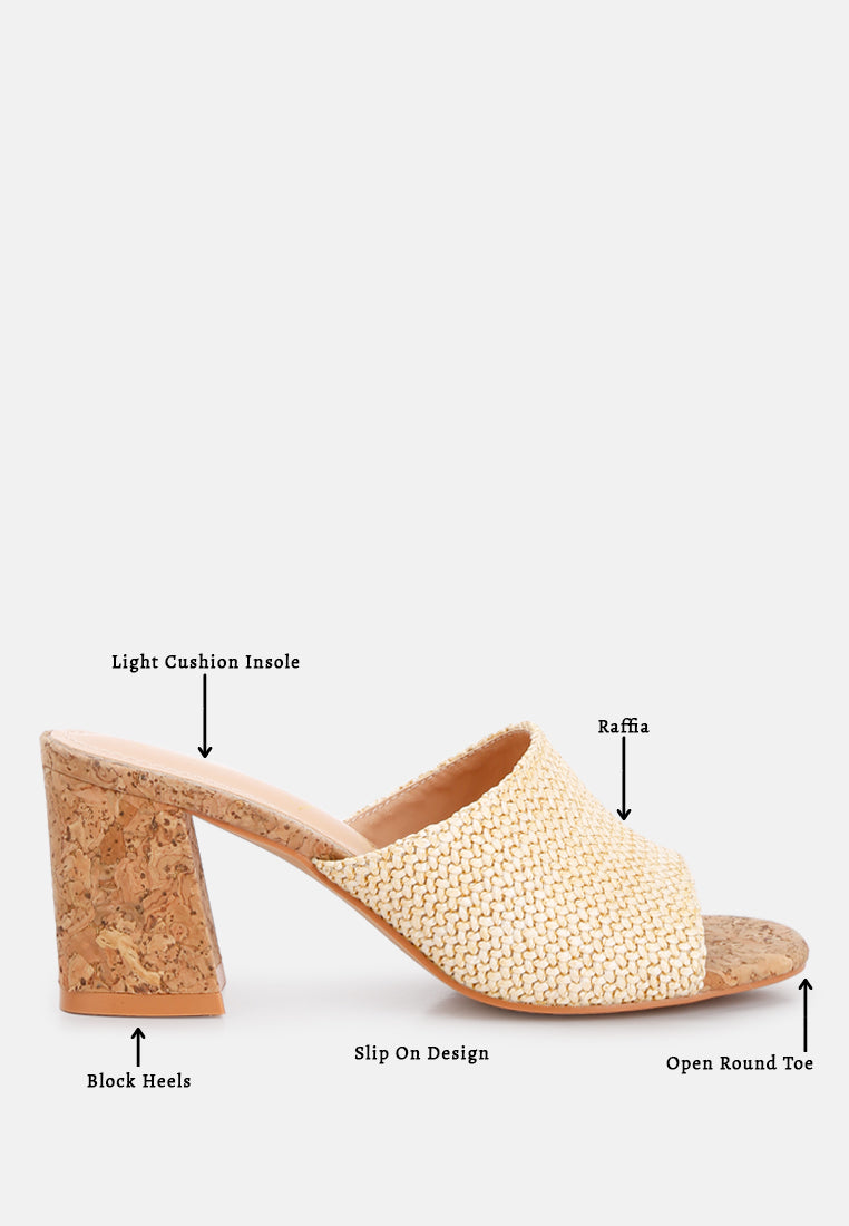 Addie Raffia Slip On Sandals - My Store