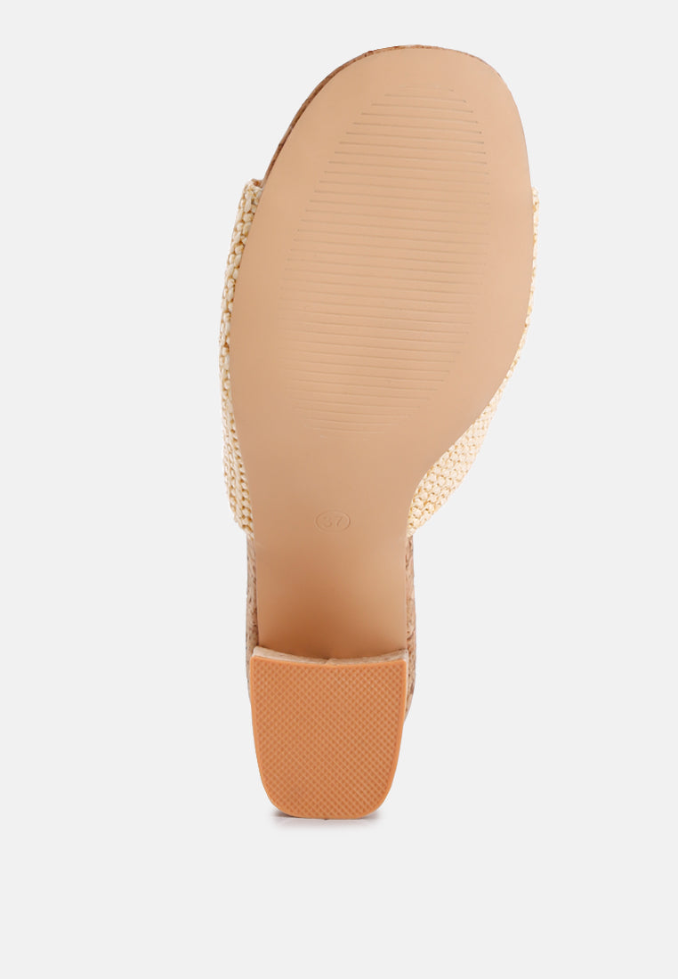 Addie Raffia Slip On Sandals - My Store