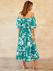 Printed Off-Shoulder Balloon Sleeve Dress - My Store