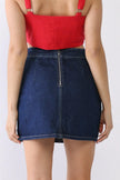 Denim Cotton Cut-Out Detail High Waist Mini Skirt - My Store