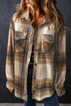 Multicolour Plaid Print Flap Pocket Button Up Shacket - My Store