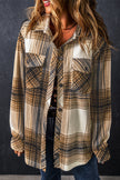 Multicolour Plaid Print Flap Pocket Button Up Shacket - My Store