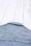 Mist Blue Rhinestones Studded Denim Jacket - My Store