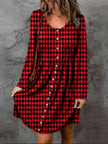 Double Take Full Size Plaid Round Neck Long Sleeve Magic Dress - My Store