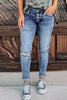 Fashion Women's Blue Hollow Out Button-fly Distressed Jeans - My Store