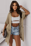 Khaki Dolman Half Sleeve Pocketed Long Cardigan - My Store