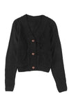 Black Front Pockets Buttons Textured Cardigan - My Store