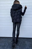 Black Quilted Zipper Front Hooded Vest Coat - My Store