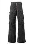 Pocket Utility Drawstring Washed Black Pants - My Store