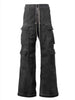 Pocket Utility Drawstring Washed Black Pants - My Store