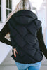 Black Quilted Zipper Front Hooded Vest Coat - My Store